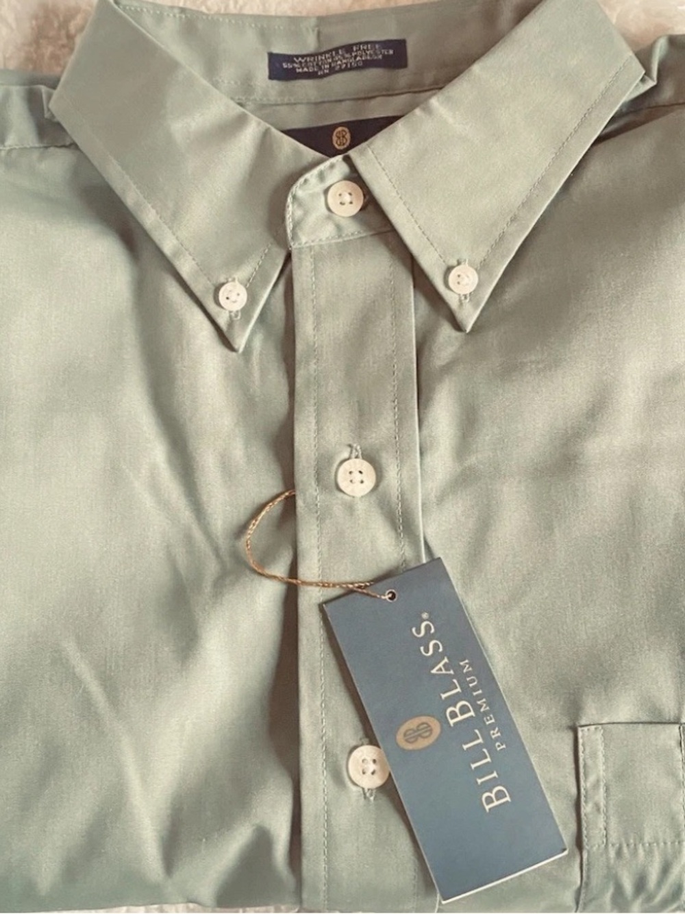 NWT Bill Blass Men’s Dress Shirt Size Medium Green Shirt Sage Wrinkle Free
